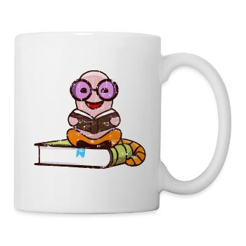 Nerd Bücherwurm liest Bücher grunge - Tasse - Weiß - Rechts