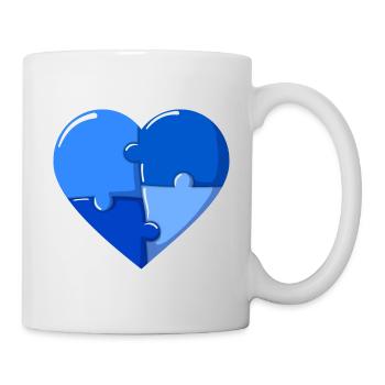 Autism heart Blue Puzzle - Tasse - Weiß - Rechts