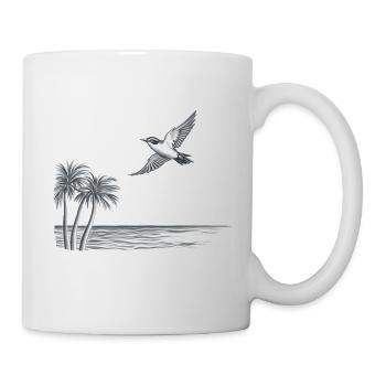 Freiheit - Vogel fliegt übers Meer zum Horizont - Tasse - Weiß - Rechts