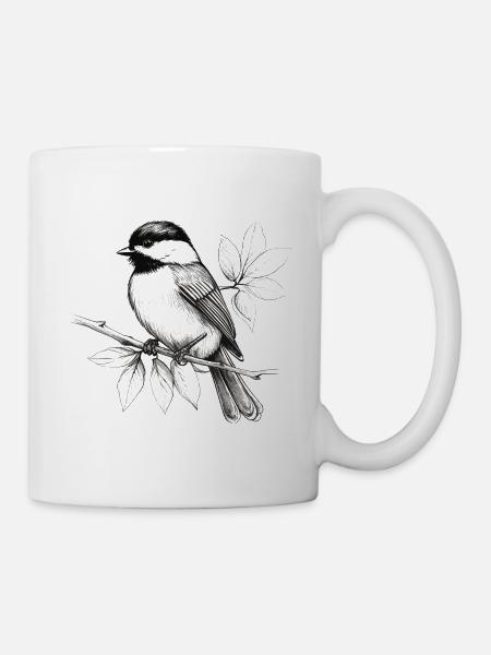 Meise Zeichnung - Tasse - Weiß