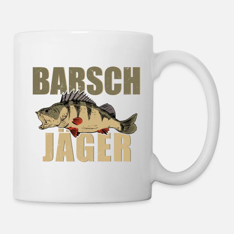Barsch Jäger Barsche Angeln Kretzer Flussbarsch - Tasse - Weiß