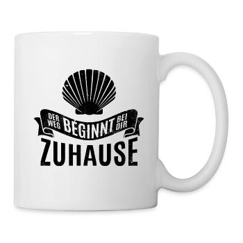 Der Weg beginnt bei dir zu Hause - Camino - Pilger - Tasse - Weiß - Rechts