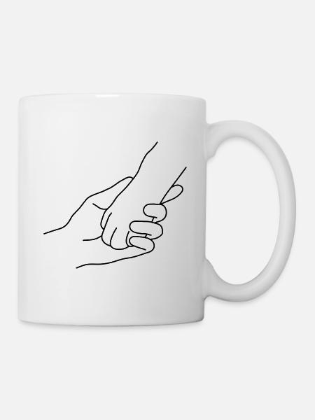 Une main humaine et une patte de chien Chiens - Mug blanc - blanc