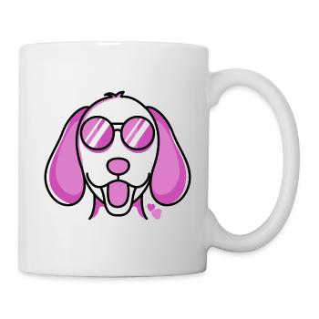 A funny dog with red rose glasses Dogs - Mug - white - Right