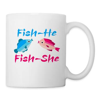Fish-He or Fish-She Gender Reveal Fishing Gender - Mug - white - Right