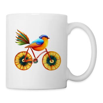 Magic life with bird on a bicycle, inspire art - Mug - white - Right