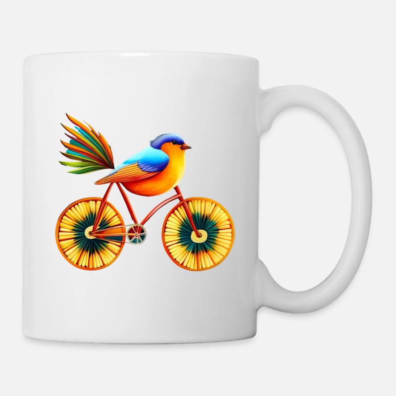 Magic life with bird on a bicycle, inspire art - Mug - white