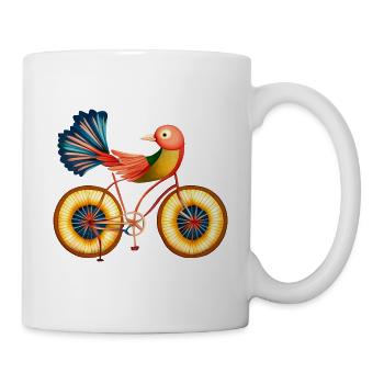 Magic life with bird on a bicycle, inspire art - Mug - white - Right