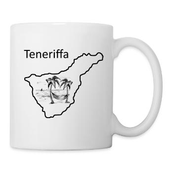 Karte von der Insel Teneriffa Spanien mit Palmen - Tasse - Weiß - Rechts