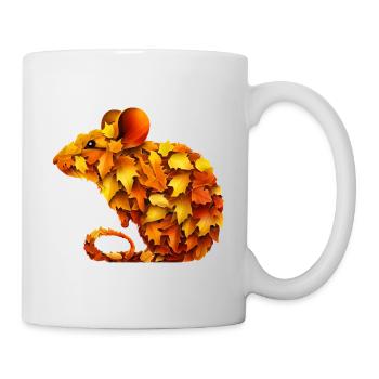 Süße Maus aus Herbst Blättern bunt - Tasse - Weiß - Rechts