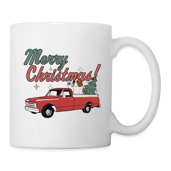 Merry Christmas Saint Bernard Dog Vintage Red - Tasse - Weiß - Rechts