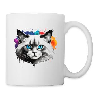 Ragdoll Katze Niedliche Niedliche Aquarellfarbe Spritzer - Tasse - Weiß - Rechts