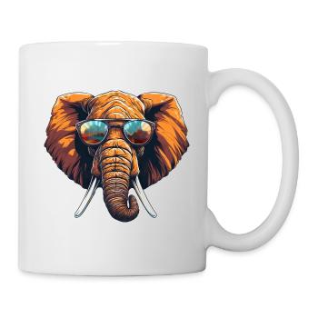 Cooler Elefant mit Sonnenbrille in Warmen - Tasse - Weiß - Rechts