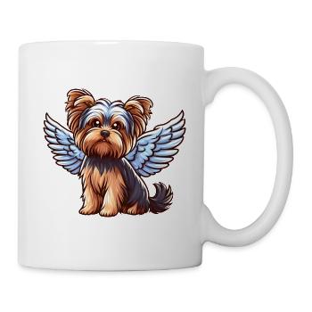 Mignon Yorkshire Terrier avec des ailes d’ange - Mug blanc - blanc - Droite