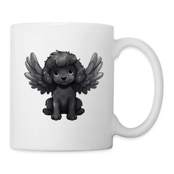 Hund Pudel schwarzes Fell Engel Flügel süß comic - Tasse - Weiß - Rechts