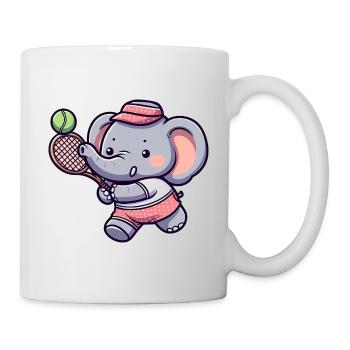 Niedlicher Elefant als Tennis-Tennisspieler - - Tasse - Weiß - Rechts