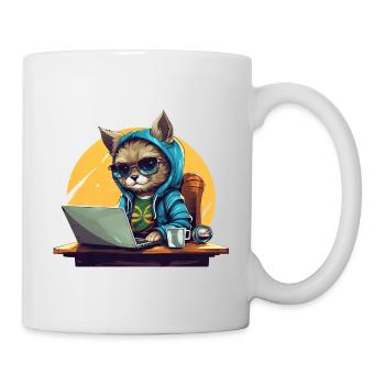 Cool Cat CEO - Start-up Mood with Laptop - Mug - white - Right