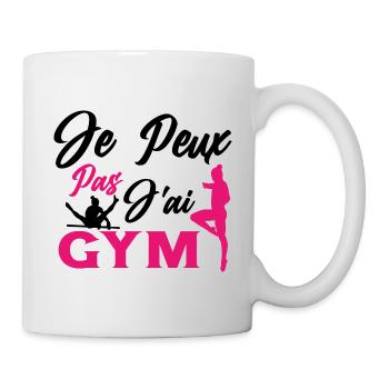 Gymnastik-Geschenk Ich kann nicht ins Fitnessstudio - Tasse - Weiß - Rechts