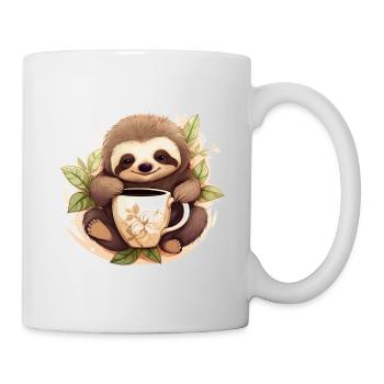 Niedlicher Faultier Entspanntes Tier Kaffeebecher - Tasse - Weiß - Rechts