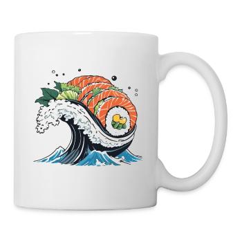 Ukiyo-E Sushi Welle Aesthetic Design - Tasse - Weiß - Rechts