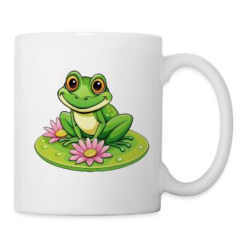 Adorable grenouille verte sur un nénuphar - Mug blanc - blanc - Droite