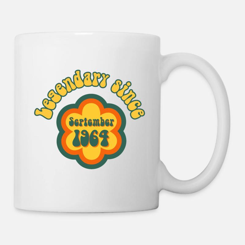 Legendary since September 1964 Retro Hippie Flower - Tasse - Weiß