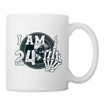 I'm 24 plus 1 middle finger Skull funny 25th - Mug - white - Right