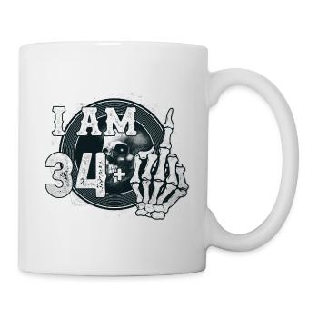 I'm 34 plus 1 middle finger Skull funny 35th - Mug - white - Right