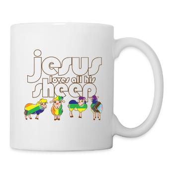 Fier allié Jésus aime tous ses moutons LGBTQ Gay - Mug blanc - blanc - Droite