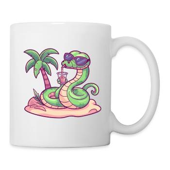 Schlange Kobra Insel Sommer Palme - Tasse - Weiß - Rechts