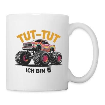 Monster Truck - Ich bin 5 - Einzigartiges Geschenk - Tasse - Weiß - Rechts