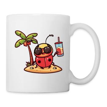 Vacances d’été de coccinelle - Mug blanc - blanc - Droite
