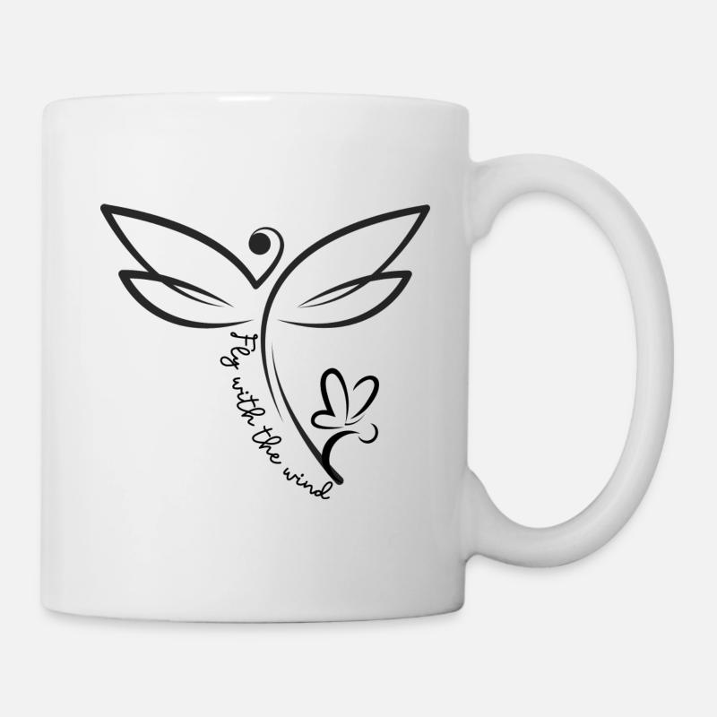 Zauberhafte wilde Libelle "Fly with the Wind“ - Tasse - Weiß