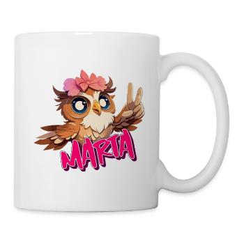 MARTA - Schöner Mädchen Name mit süßer EULE - Tasse - Weiß - Rechts