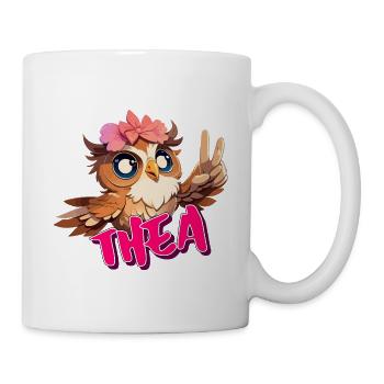 THEA - Schöner Mädchen Name mit süßer EULE - Tasse - Weiß - Rechts
