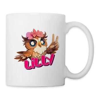 LILLY - Beautiful girl name with cute OWL - Mug - white - Right