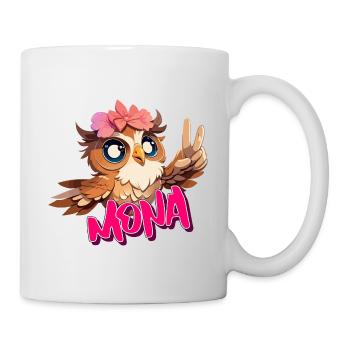 MONA - Schöner Mädchen Name mit süßer EULE - Tasse - Weiß - Rechts