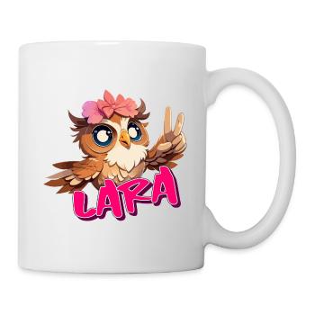 LARA - Beau nom de fille avec hibou mignon - Mug blanc - blanc - Droite
