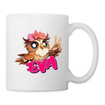 EVA - Beautiful Girl Name with Cute OWL - Mug - white - Right