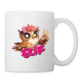 ELIF - Beau nom de fille avec hibou mignon - Mug blanc - blanc - Droite