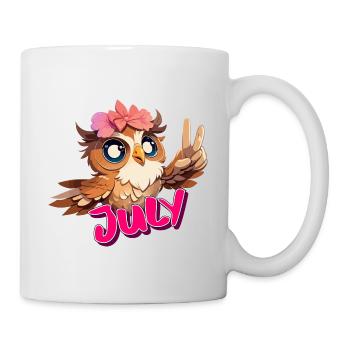 JULY - Beautiful girl name with cute OWL - Mug - white - Right