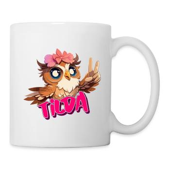 TILDA - Beautiful girl name with cute OWL - Mug - white - Right