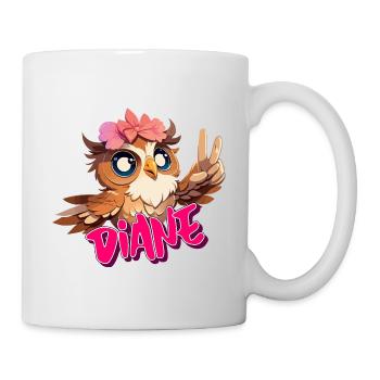 DIANE - Beau nom de fille avec un hibou mignon - Mug blanc - blanc - Droite