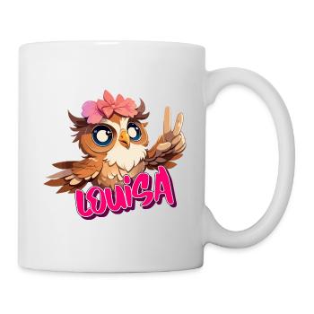 LOUISA - Beau nom de fille avec un joli hibou - Mug blanc - blanc - Droite