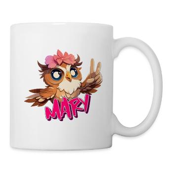 MARY - Schöner Mädchen Name mit süßer EULE - Tasse - Weiß - Rechts