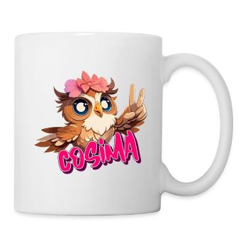 COSIMA - Schöner Mädchen Name mit süßer EULE - Tasse - Weiß - Rechts
