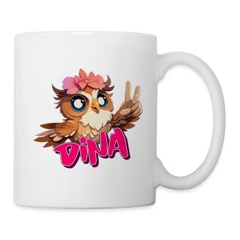 DINA - Beau nom de fille avec hibou mignon - Mug blanc - blanc - Droite