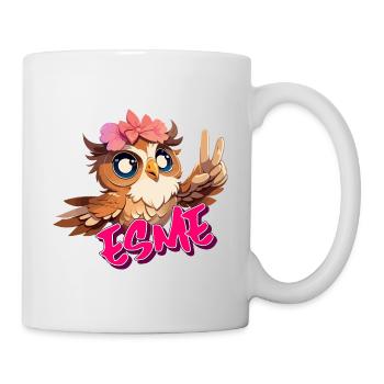 ESME - Beautiful Girl Name with Cute OWL - Mug - white - Right