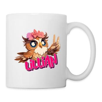 LILLIAN - Beau nom de fille avec hibou mignon - Mug blanc - blanc - Droite