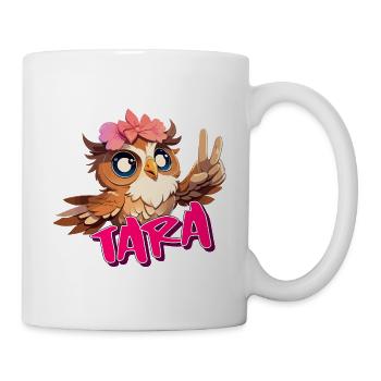 TARA - Beau nom de fille avec hibou mignon - Mug blanc - blanc - Droite